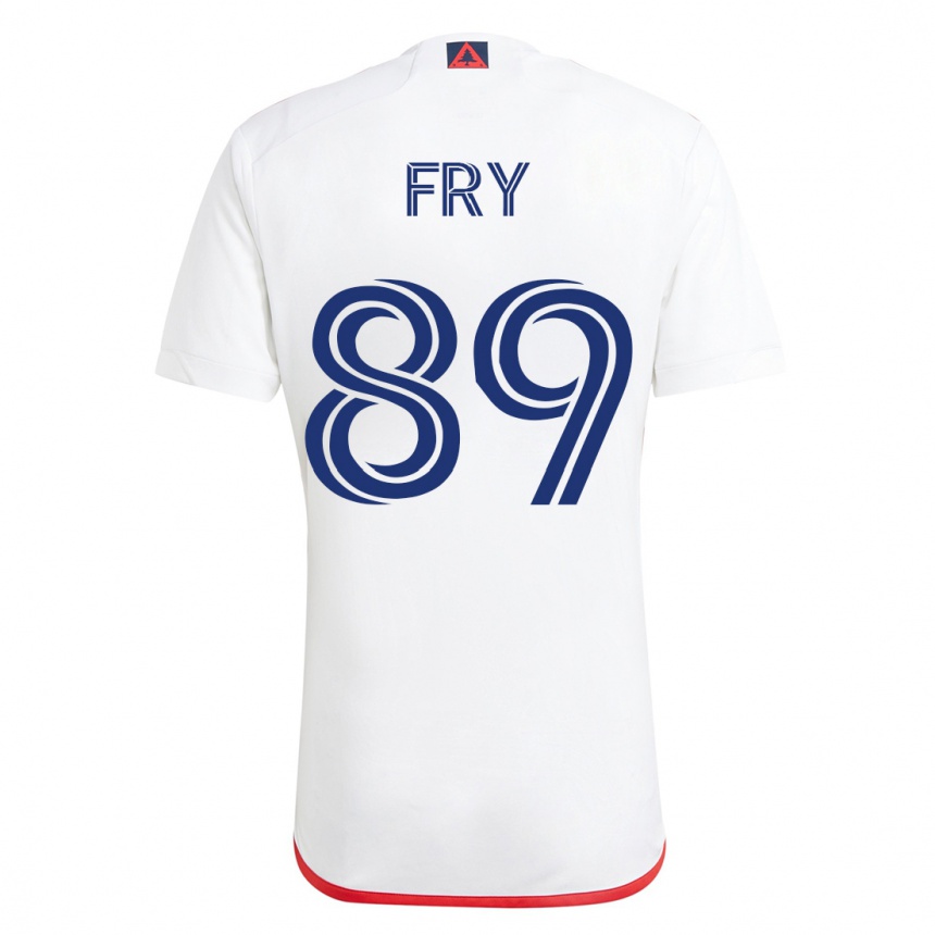 Damen Fußball Malcolm Fry #89 Weiß Rot Auswärtstrikot Trikot 2023/24 T-Shirt Luxemburg