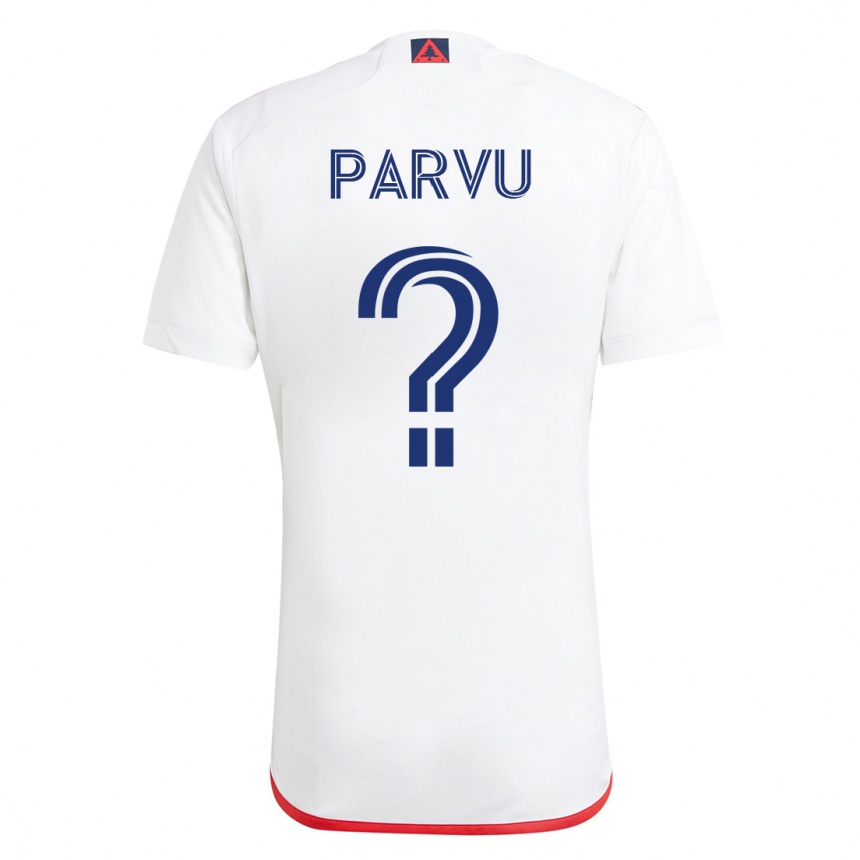 Damen Fußball Alexandru Parvu #0 Weiß Rot Auswärtstrikot Trikot 2023/24 T-Shirt Luxemburg