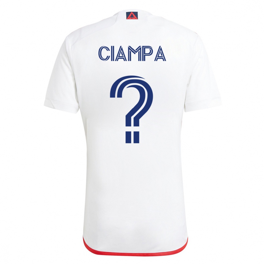 Damen Fußball Giuseppe Ciampa #0 Weiß Rot Auswärtstrikot Trikot 2023/24 T-Shirt Luxemburg
