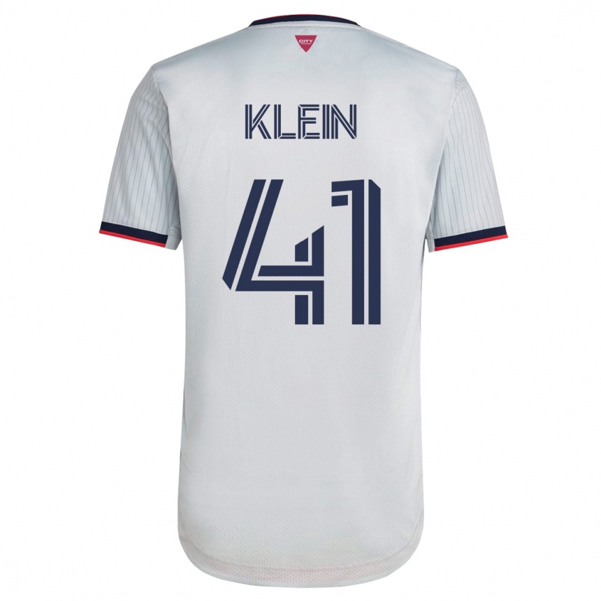Damen Fußball Johnny Klein #41 Weiß Auswärtstrikot Trikot 2023/24 T-Shirt Luxemburg