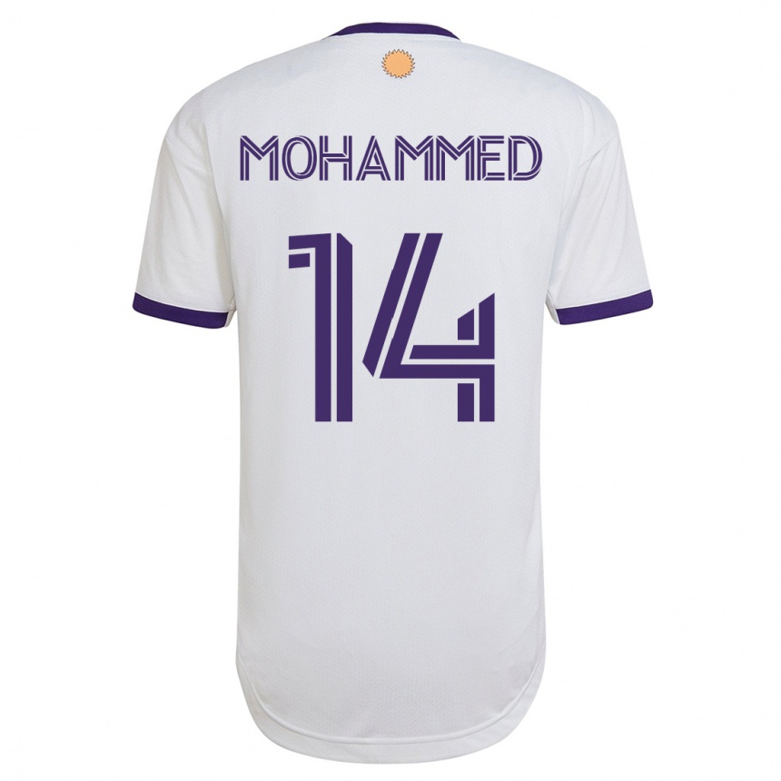 Damen Fußball Shak Mohammed #14 Weiß Auswärtstrikot Trikot 2023/24 T-Shirt Luxemburg
