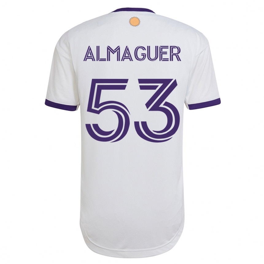 Damen Fußball Jorge Almaguer #53 Weiß Auswärtstrikot Trikot 2023/24 T-Shirt Luxemburg