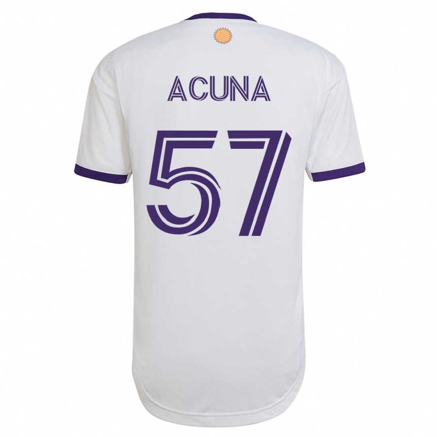 Damen Fußball Cristofer Acuña #57 Weiß Auswärtstrikot Trikot 2023/24 T-Shirt Luxemburg