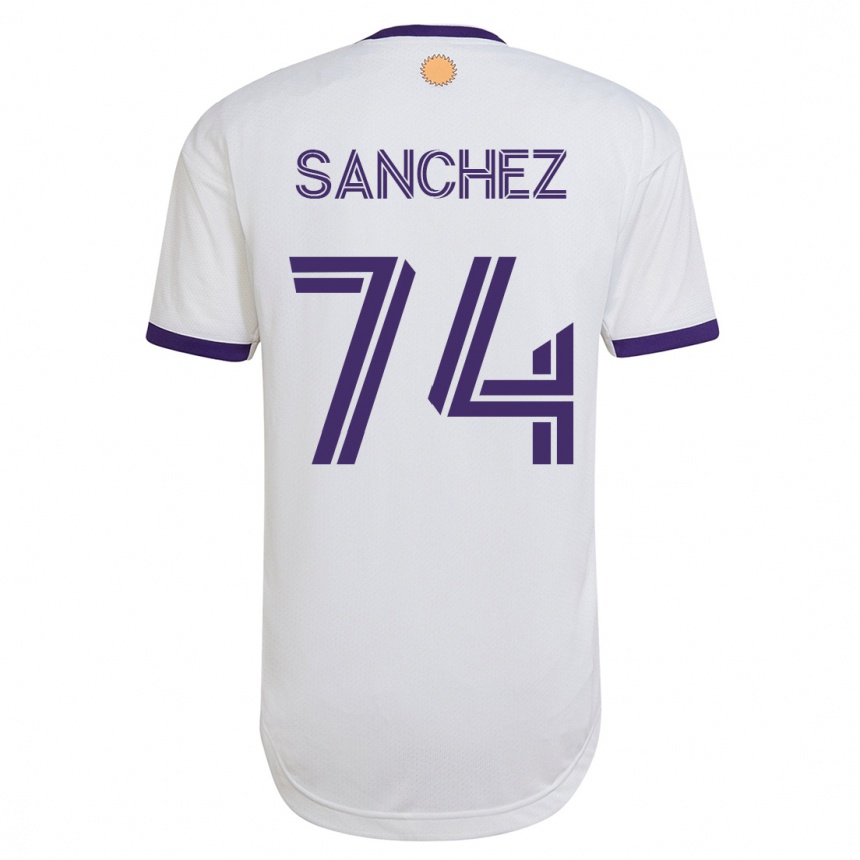 Damen Fußball Fernando Sanchez #74 Weiß Auswärtstrikot Trikot 2023/24 T-Shirt Luxemburg