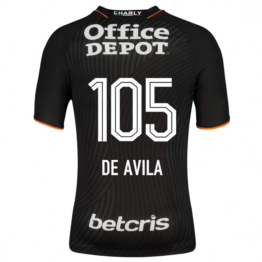 Damen Fußball José De Ávila #105 Schwarz Auswärtstrikot Trikot 2023/24 T-Shirt Luxemburg