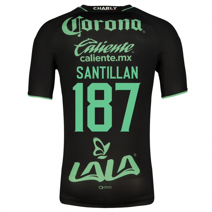 Damen Fußball Emilio Santillán #187 Schwarz Auswärtstrikot Trikot 2023/24 T-Shirt Luxemburg