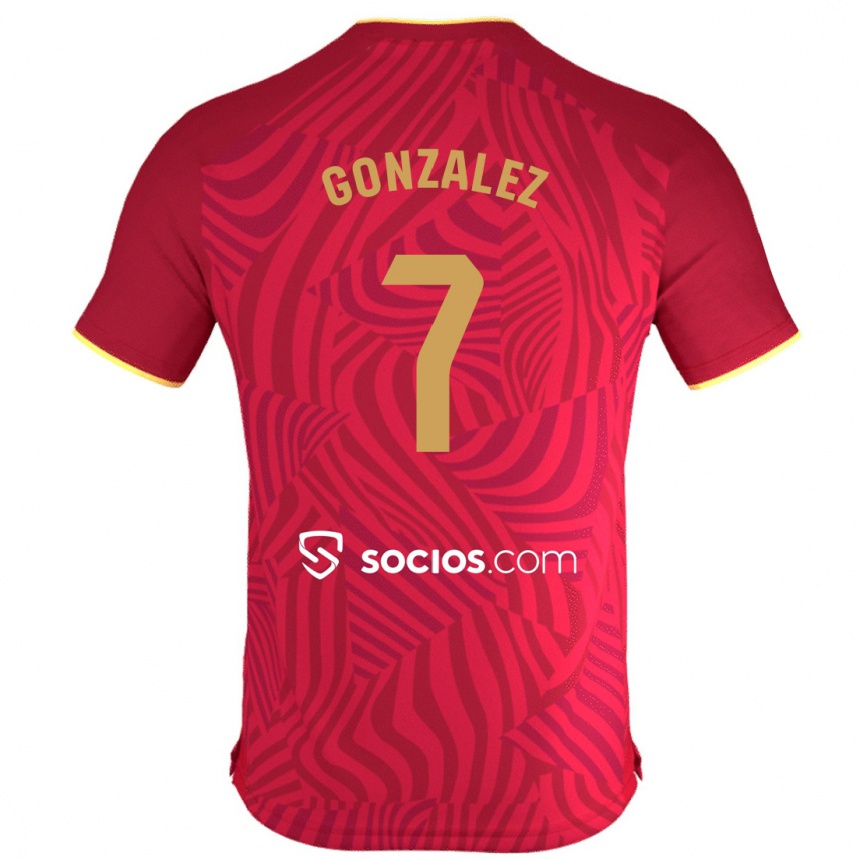 Damen Fußball Juan González #7 Rot Auswärtstrikot Trikot 2023/24 T-Shirt Luxemburg