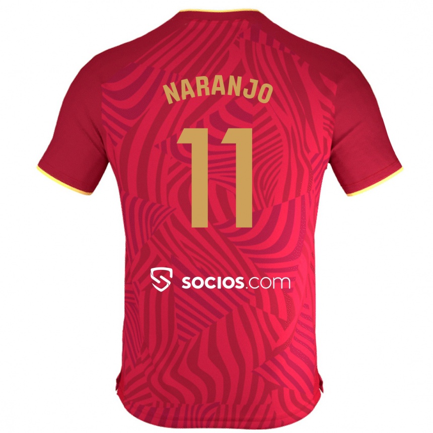Damen Fußball Mario Naranjo #11 Rot Auswärtstrikot Trikot 2023/24 T-Shirt Luxemburg