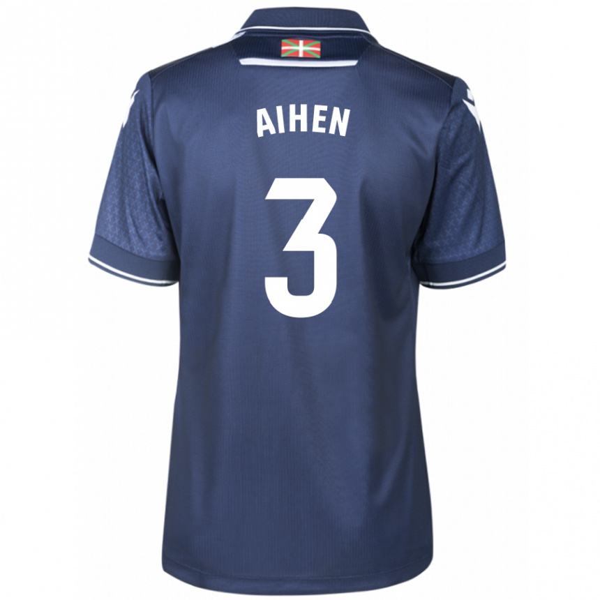 Damen Fußball Aihen Muñoz #3 Marine Auswärtstrikot Trikot 2023/24 T-Shirt Luxemburg