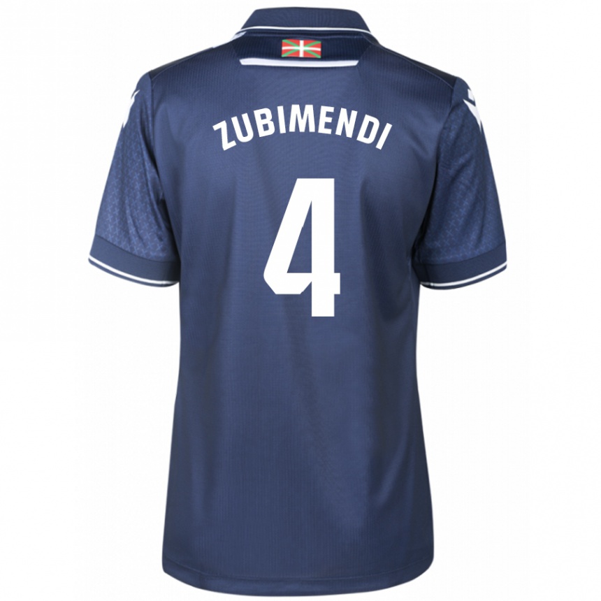 Damen Fußball Martín Zubimendi #4 Marine Auswärtstrikot Trikot 2023/24 T-Shirt Luxemburg
