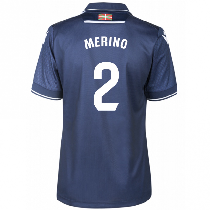 Damen Fußball Jon Merino #2 Marine Auswärtstrikot Trikot 2023/24 T-Shirt Luxemburg