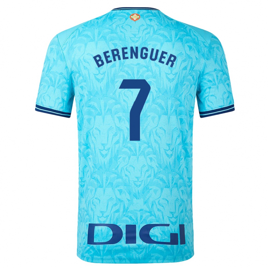 Damen Fußball Álex Berenguer #7 Himmelblau Auswärtstrikot Trikot 2023/24 T-Shirt Luxemburg