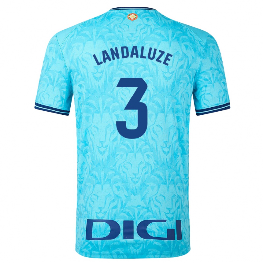 Damen Fußball Naia Landaluze Marquínez #3 Himmelblau Auswärtstrikot Trikot 2023/24 T-Shirt Luxemburg
