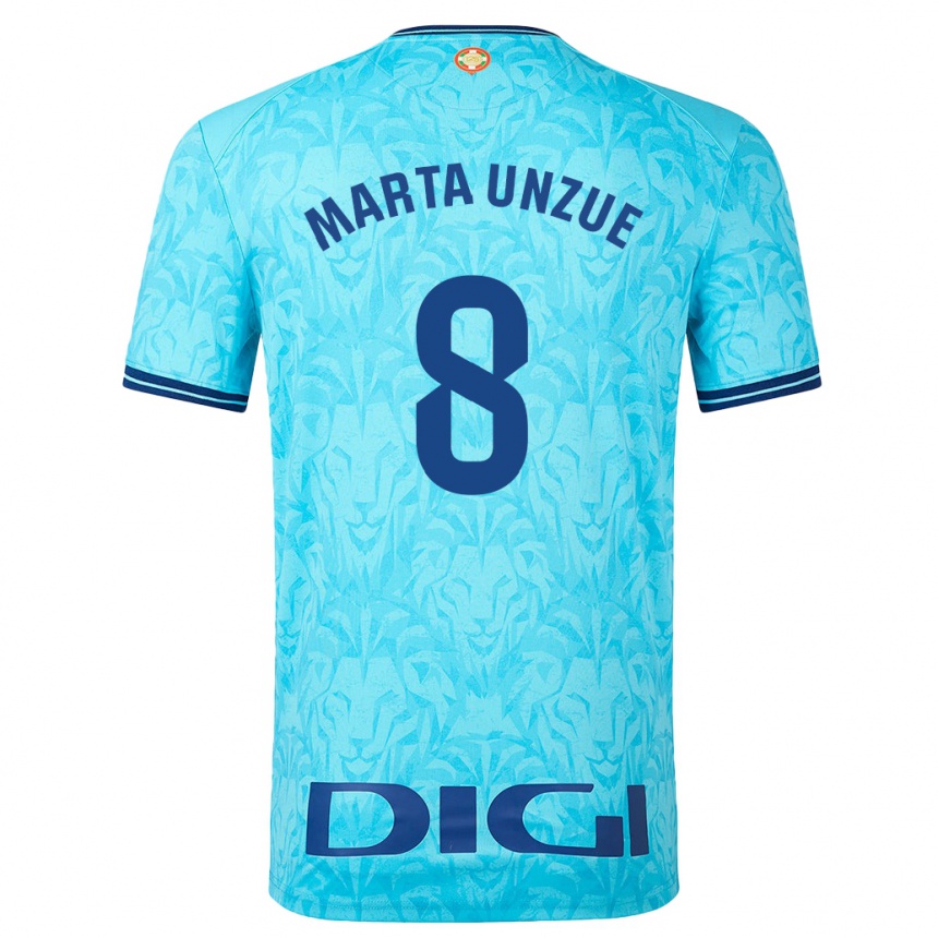 Damen Fußball Marta Unzué Urdániz #8 Himmelblau Auswärtstrikot Trikot 2023/24 T-Shirt Luxemburg