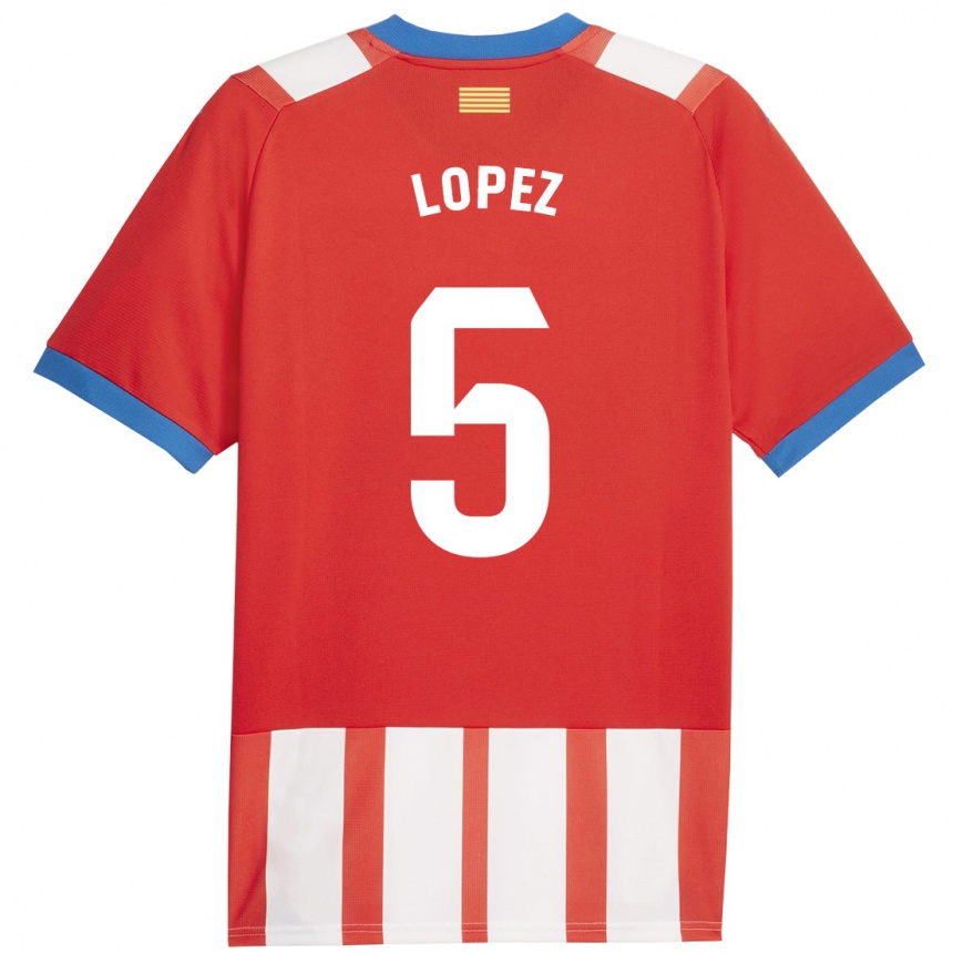Kinder Fußball David López #5 Rot-Weiss Heimtrikot Trikot 2023/24 T-Shirt Luxemburg