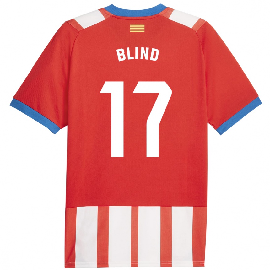 Kinder Fußball Daley Blind #17 Rot-Weiss Heimtrikot Trikot 2023/24 T-Shirt Luxemburg