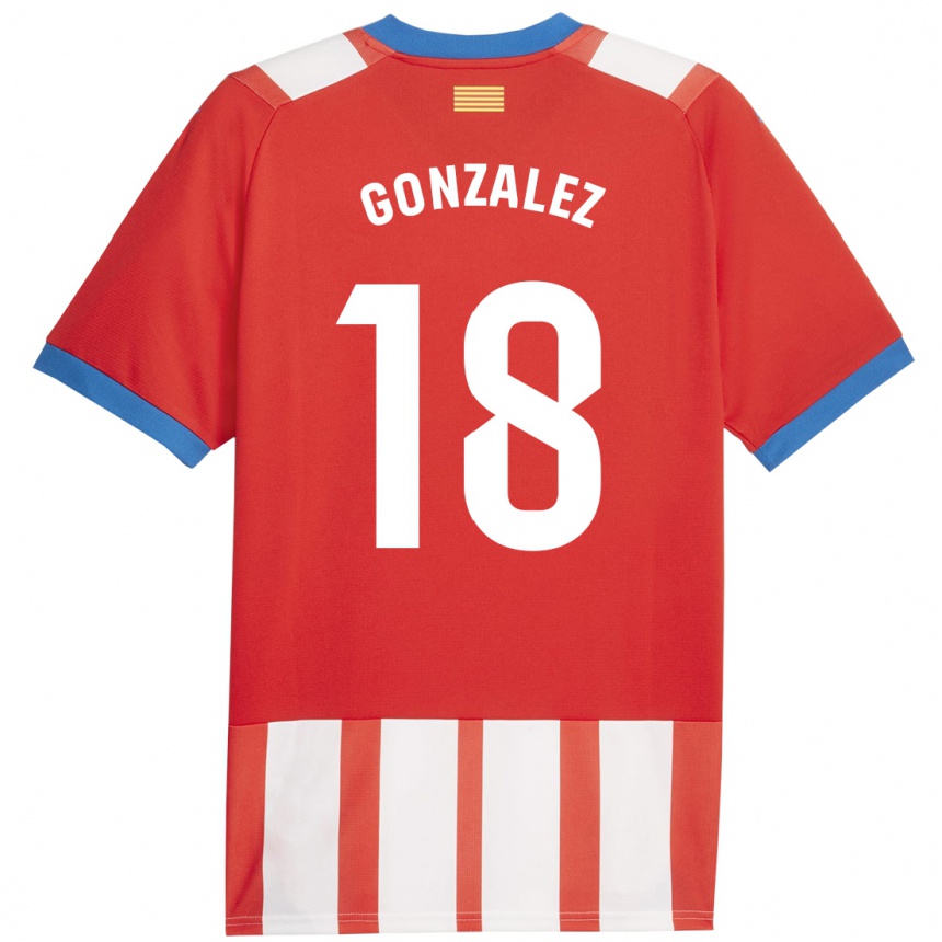 Kinder Fußball Gerard Gonzalez #18 Rot-Weiss Heimtrikot Trikot 2023/24 T-Shirt Luxemburg