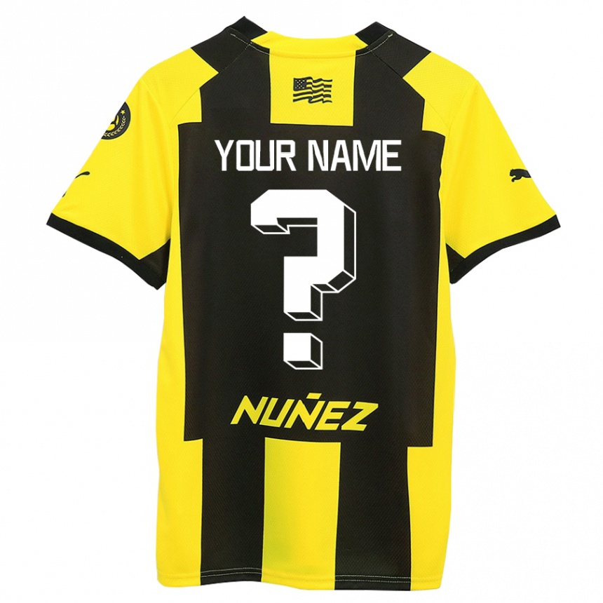 Kinder Fußball Ihren Namen #0 Gelb Schwarz Heimtrikot Trikot 2023/24 T-Shirt Luxemburg