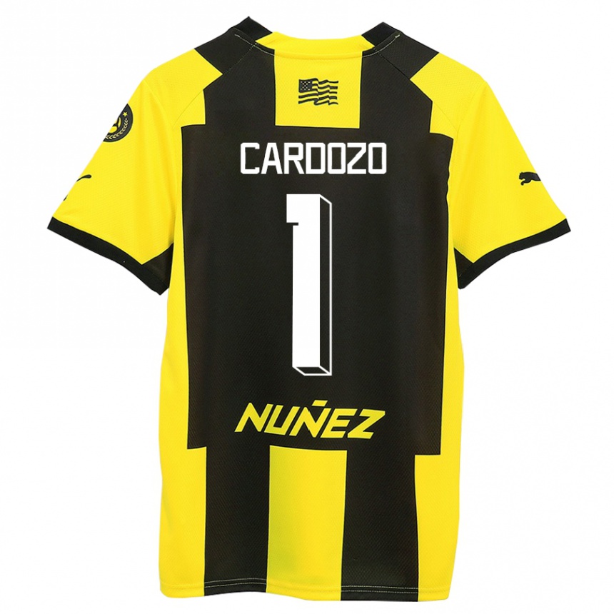 Kinder Fußball Thiago Cardozo #1 Gelb Schwarz Heimtrikot Trikot 2023/24 T-Shirt Luxemburg