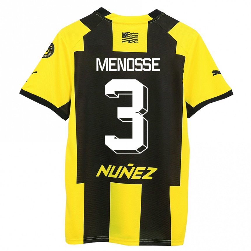 Kinder Fußball Hernán Menosse #3 Gelb Schwarz Heimtrikot Trikot 2023/24 T-Shirt Luxemburg