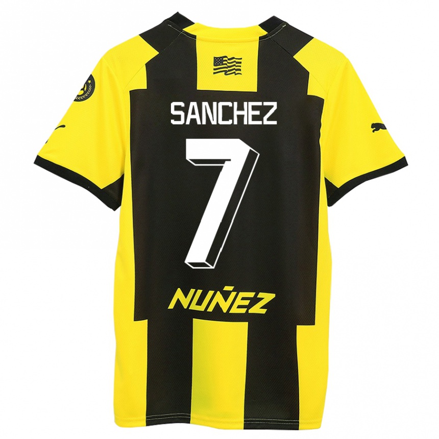 Kinder Fußball Carlos Sánchez #7 Gelb Schwarz Heimtrikot Trikot 2023/24 T-Shirt Luxemburg