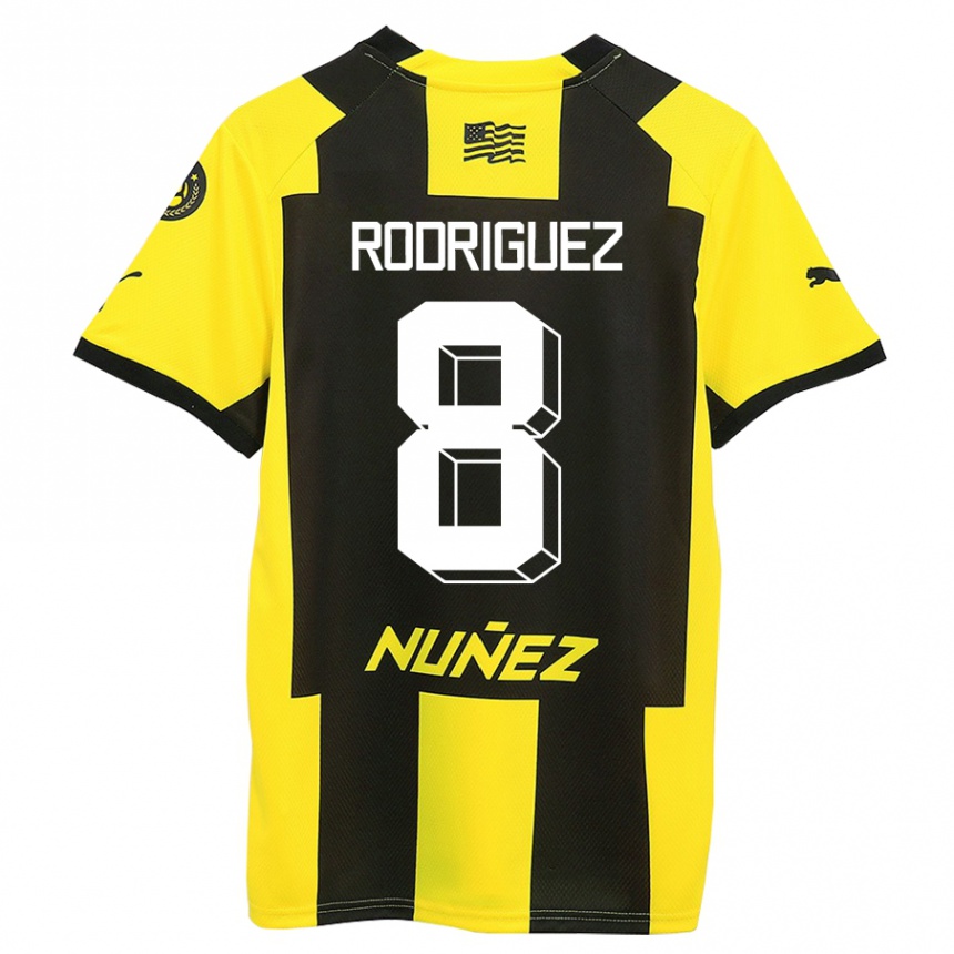 Kinder Fußball Sebastián Rodríguez #8 Gelb Schwarz Heimtrikot Trikot 2023/24 T-Shirt Luxemburg
