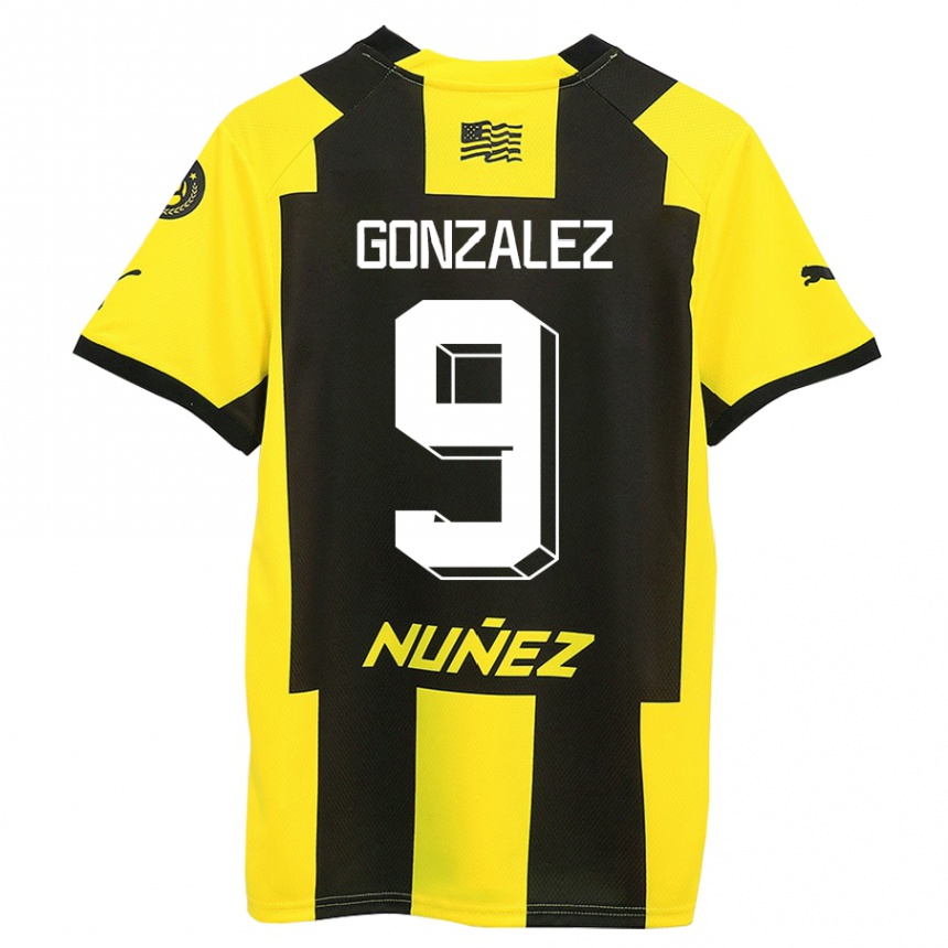 Kinder Fußball Franco González #9 Gelb Schwarz Heimtrikot Trikot 2023/24 T-Shirt Luxemburg