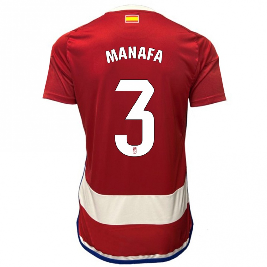Kinder Fußball Wilson Manafa #3 Rot Heimtrikot Trikot 2023/24 T-Shirt Luxemburg