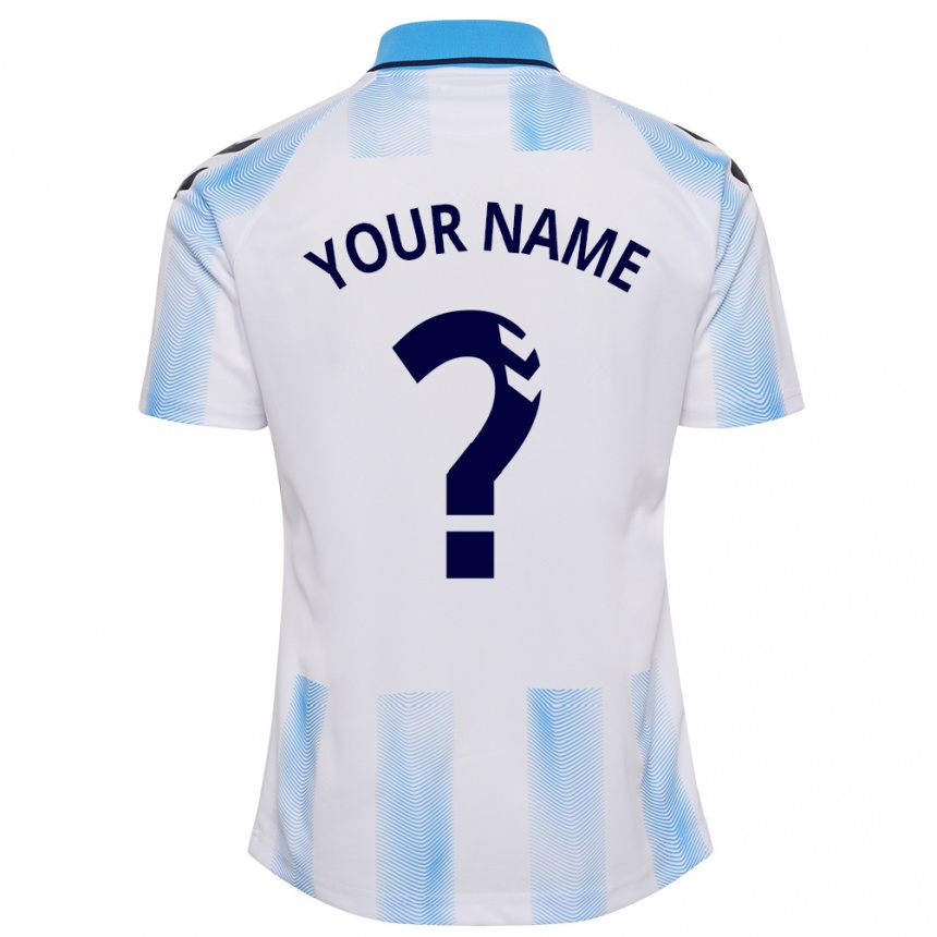 Kinder Fußball Ihren Namen #0 Weiß Blau Heimtrikot Trikot 2023/24 T-Shirt Luxemburg