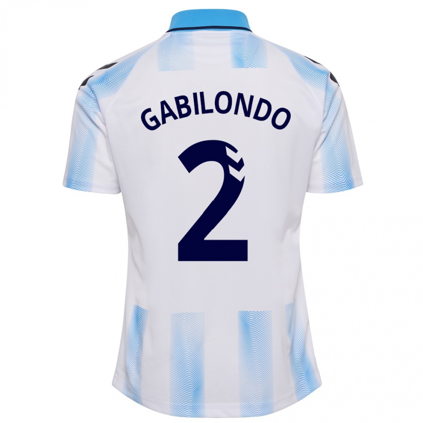 Kinder Fußball Jokin Gabilondo #2 Weiß Blau Heimtrikot Trikot 2023/24 T-Shirt Luxemburg
