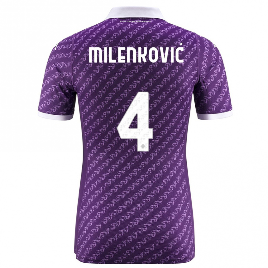 Kinder Fußball Nikola Milenković #4 Violett Heimtrikot Trikot 2023/24 T-Shirt Luxemburg