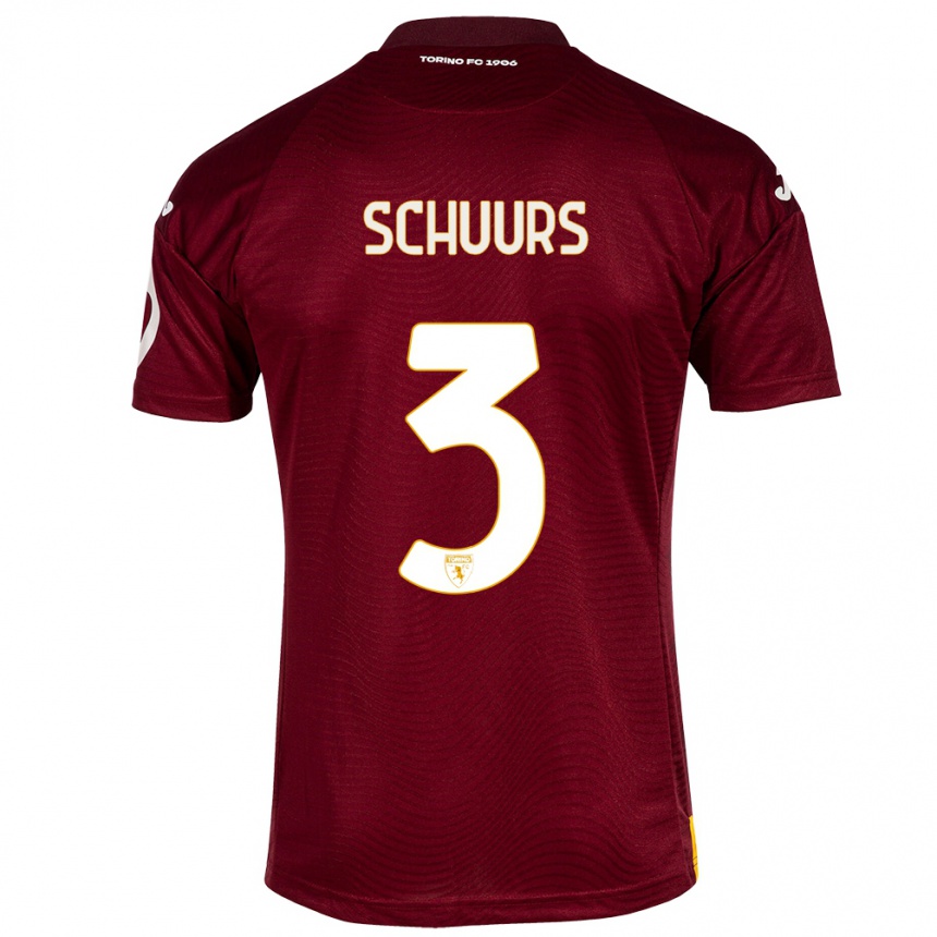 Kinder Fußball Perr Schuurs #3 Dunkelrot Heimtrikot Trikot 2023/24 T-Shirt Luxemburg