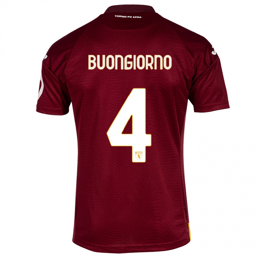 Kinder Fußball Alessandro Buongiorno #4 Dunkelrot Heimtrikot Trikot 2023/24 T-Shirt Luxemburg