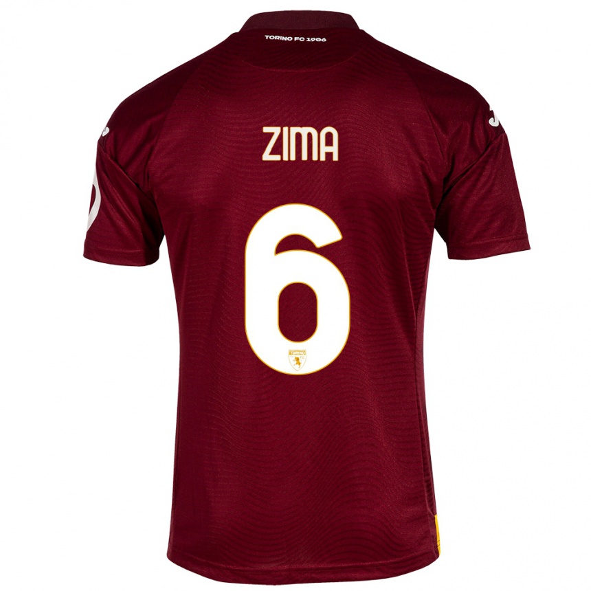 Kinder Fußball David Zima #6 Dunkelrot Heimtrikot Trikot 2023/24 T-Shirt Luxemburg