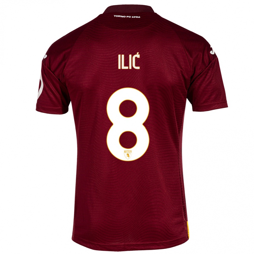 Kinder Fußball Ivan Ilić #8 Dunkelrot Heimtrikot Trikot 2023/24 T-Shirt Luxemburg