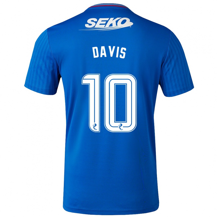 Kinder Fußball Steven Davis #10 Blau Heimtrikot Trikot 2023/24 T-Shirt Luxemburg