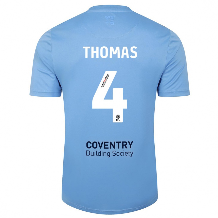 Kinder Fußball Bobby Thomas #4 Himmelblau Heimtrikot Trikot 2023/24 T-Shirt Luxemburg