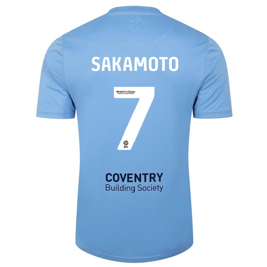 Kinder Fußball Tatsuhiro Sakamoto #7 Himmelblau Heimtrikot Trikot 2023/24 T-Shirt Luxemburg