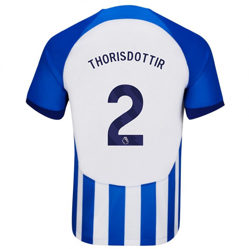 Kinder Fußball Maria Thorisdottir #2 Blau Heimtrikot Trikot 2023/24 T-Shirt Luxemburg