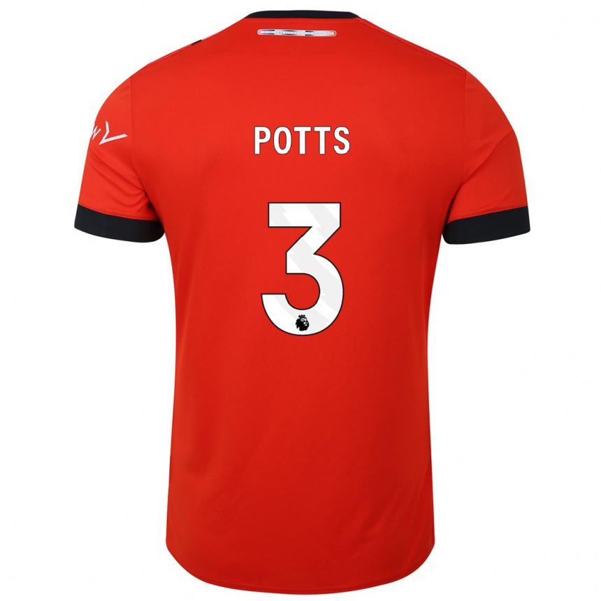 Kinder Fußball Dan Potts #3 Rot Heimtrikot Trikot 2023/24 T-Shirt Luxemburg