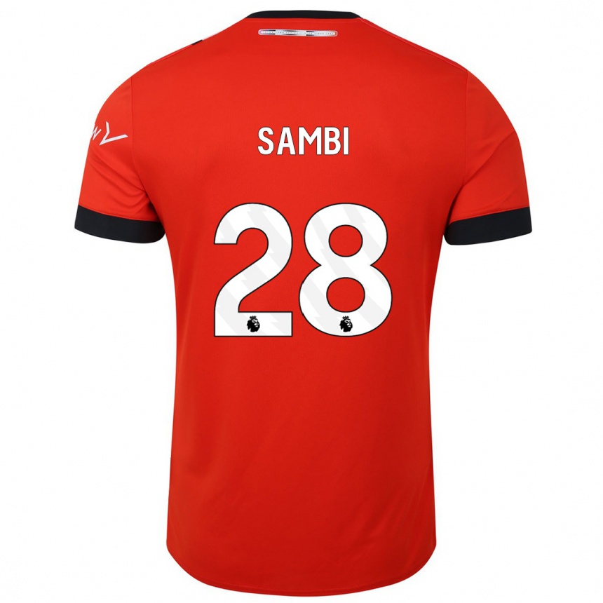 Kinder Fußball Albert Sambi Lokonga #28 Rot Heimtrikot Trikot 2023/24 T-Shirt Luxemburg
