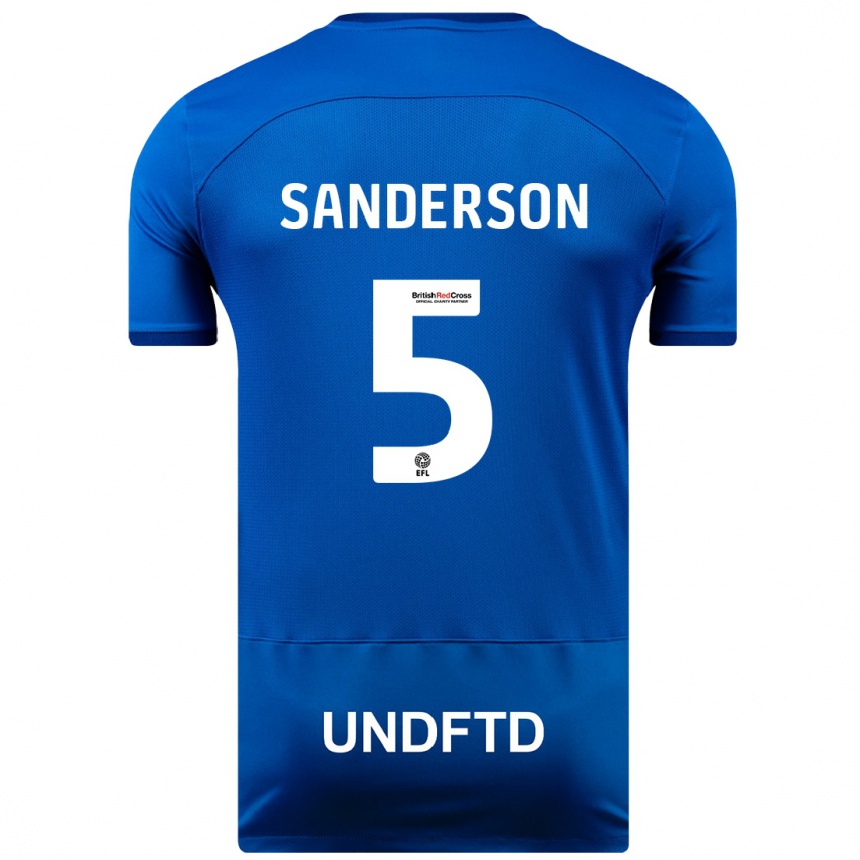 Kinder Fußball Dion Sanderson #5 Blau Heimtrikot Trikot 2023/24 T-Shirt Luxemburg