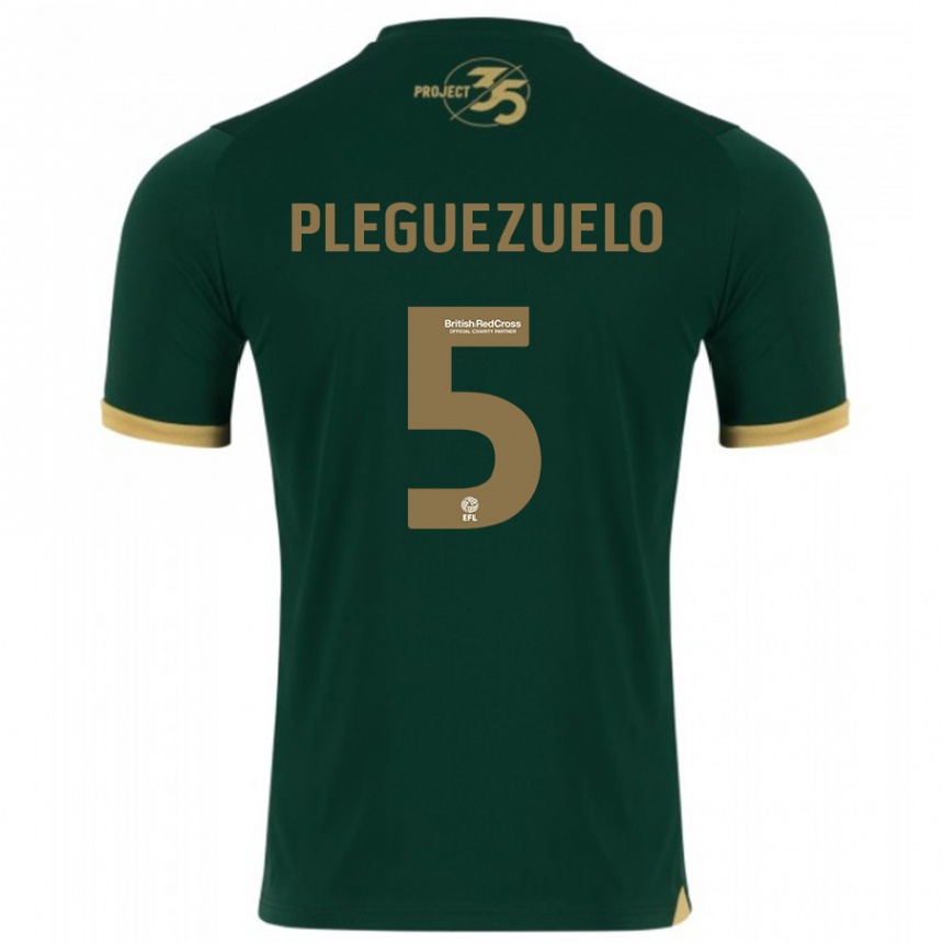 Kinder Fußball Julio Pleguezuelo #5 Grün Heimtrikot Trikot 2023/24 T-Shirt Luxemburg