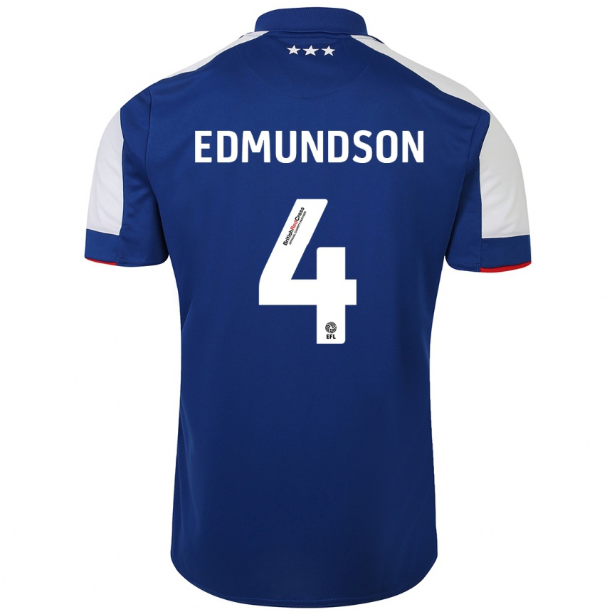 Kinder Fußball George Edmundson #4 Blau Heimtrikot Trikot 2023/24 T-Shirt Luxemburg