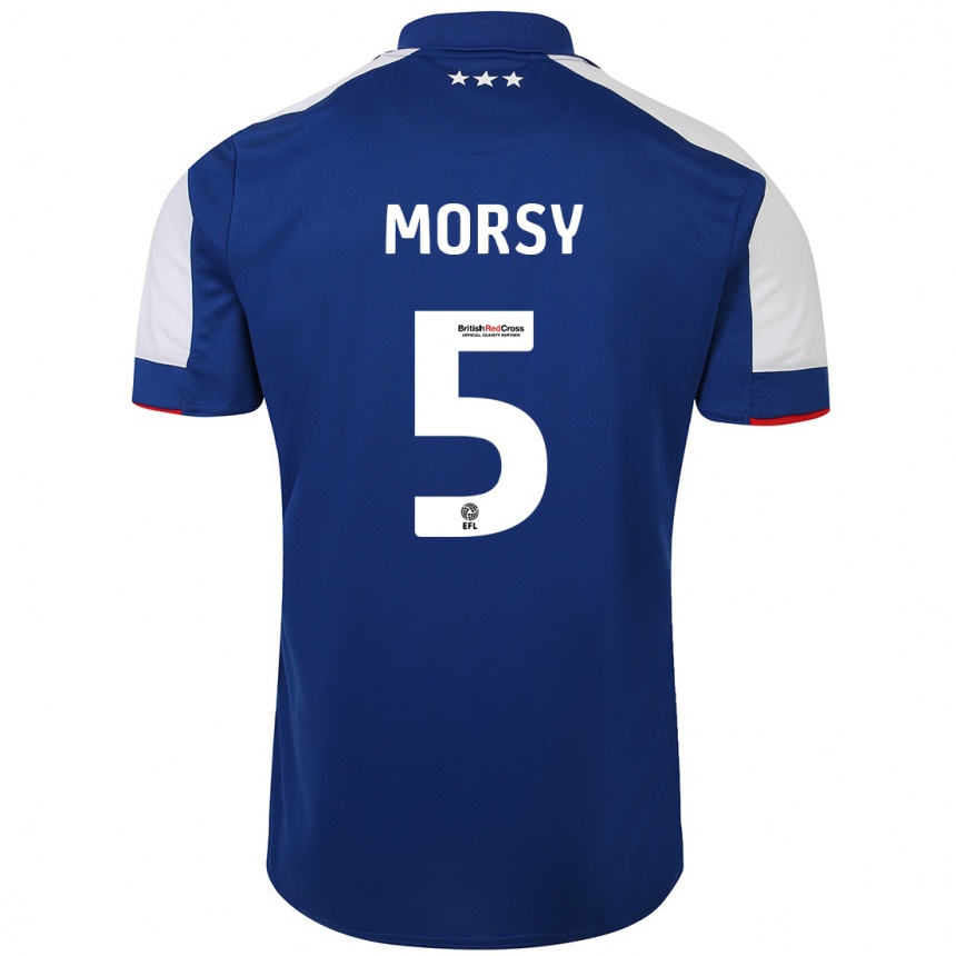 Kinder Fußball Samy Morsy #5 Blau Heimtrikot Trikot 2023/24 T-Shirt Luxemburg