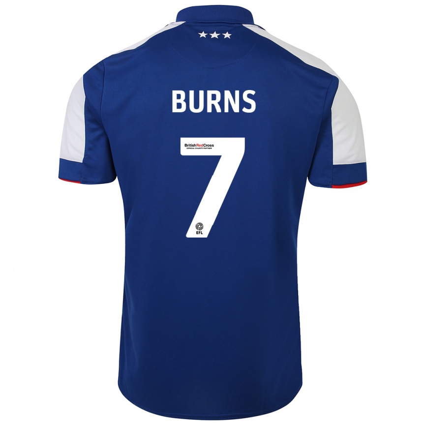 Kinder Fußball Wes Burns #7 Blau Heimtrikot Trikot 2023/24 T-Shirt Luxemburg
