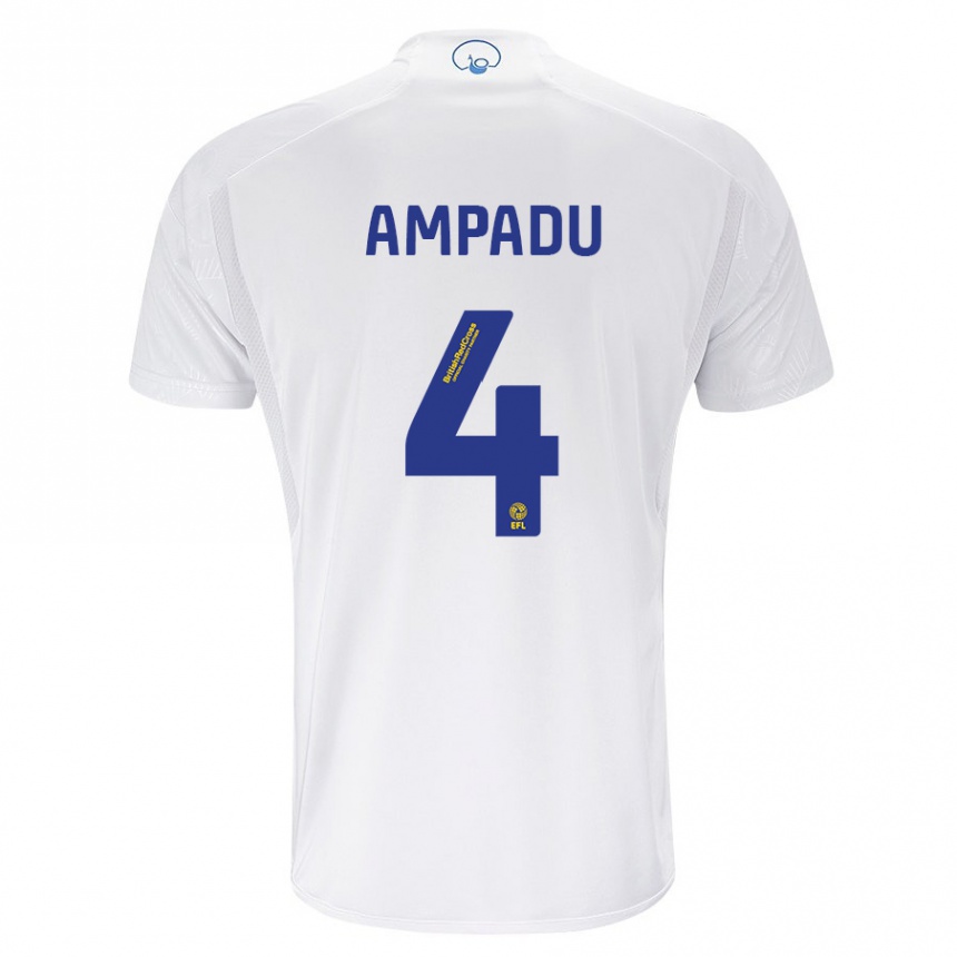 Kinder Fußball Ethan Ampadu #4 Weiß Heimtrikot Trikot 2023/24 T-Shirt Luxemburg