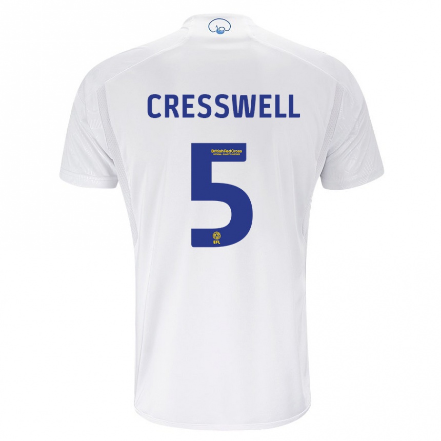 Kinder Fußball Charlie Cresswell #5 Weiß Heimtrikot Trikot 2023/24 T-Shirt Luxemburg