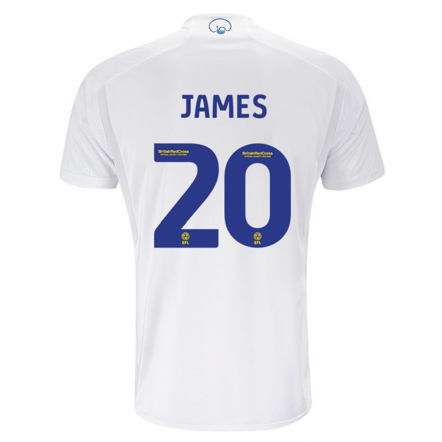 Kinder Fußball Daniel James #20 Weiß Heimtrikot Trikot 2023/24 T-Shirt Luxemburg
