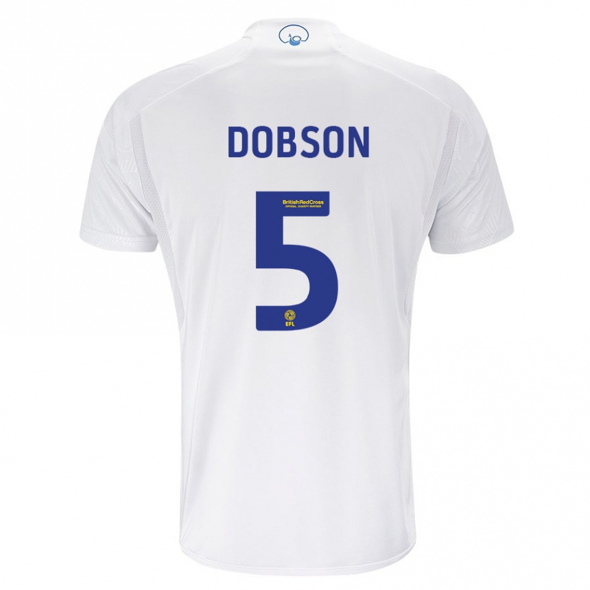 Kinder Fußball Ellie Dobson #5 Weiß Heimtrikot Trikot 2023/24 T-Shirt Luxemburg
